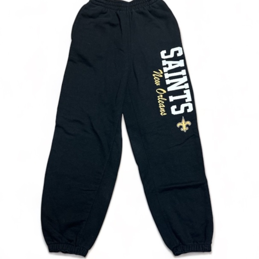 NFL Saints “Juniors” Black Elastic Waist Sweatpants With Pockets Size Large GUC